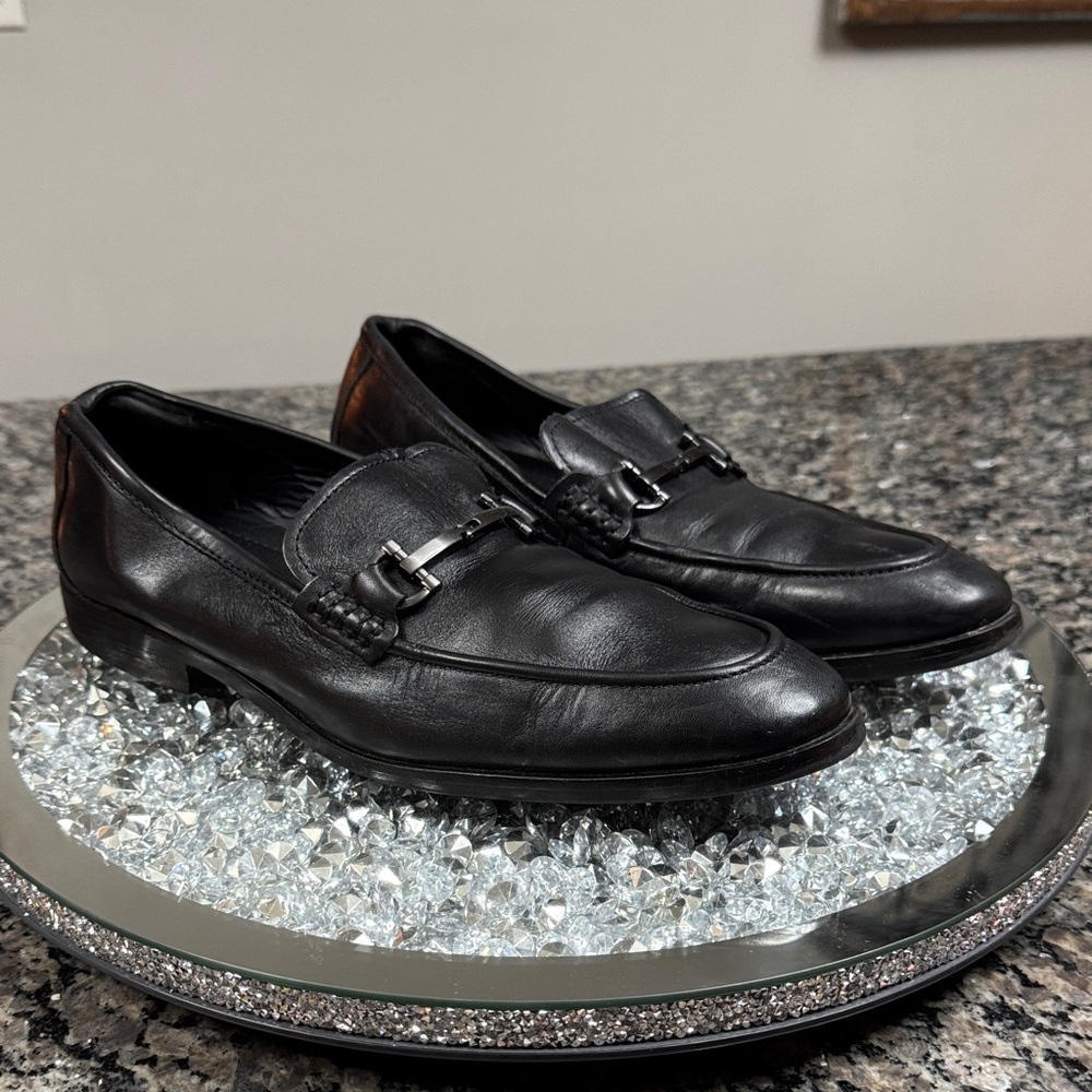Alfani Black Leather Slip-On Loafers 8.5